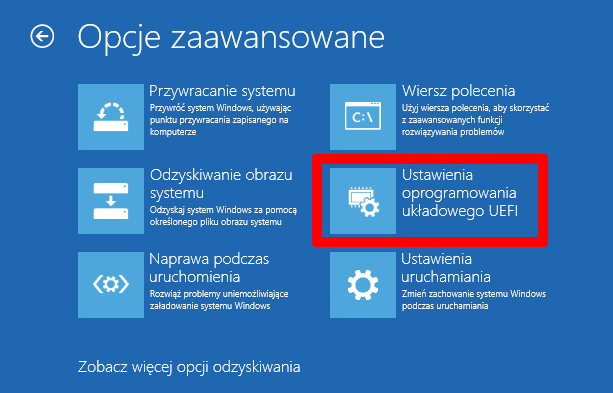 Wejdź do ustawień UEFI