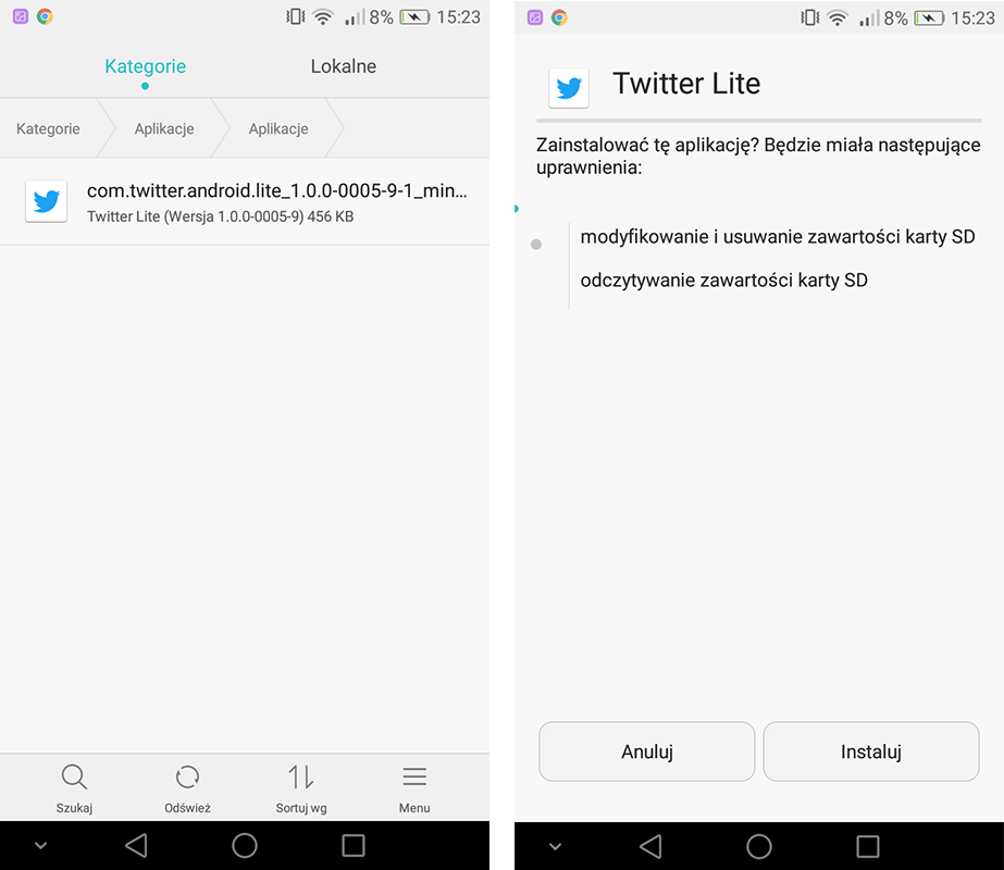 Zainstaluj Twitter Lite z APK