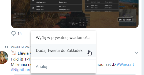 Dodaj tweeta do zakładek