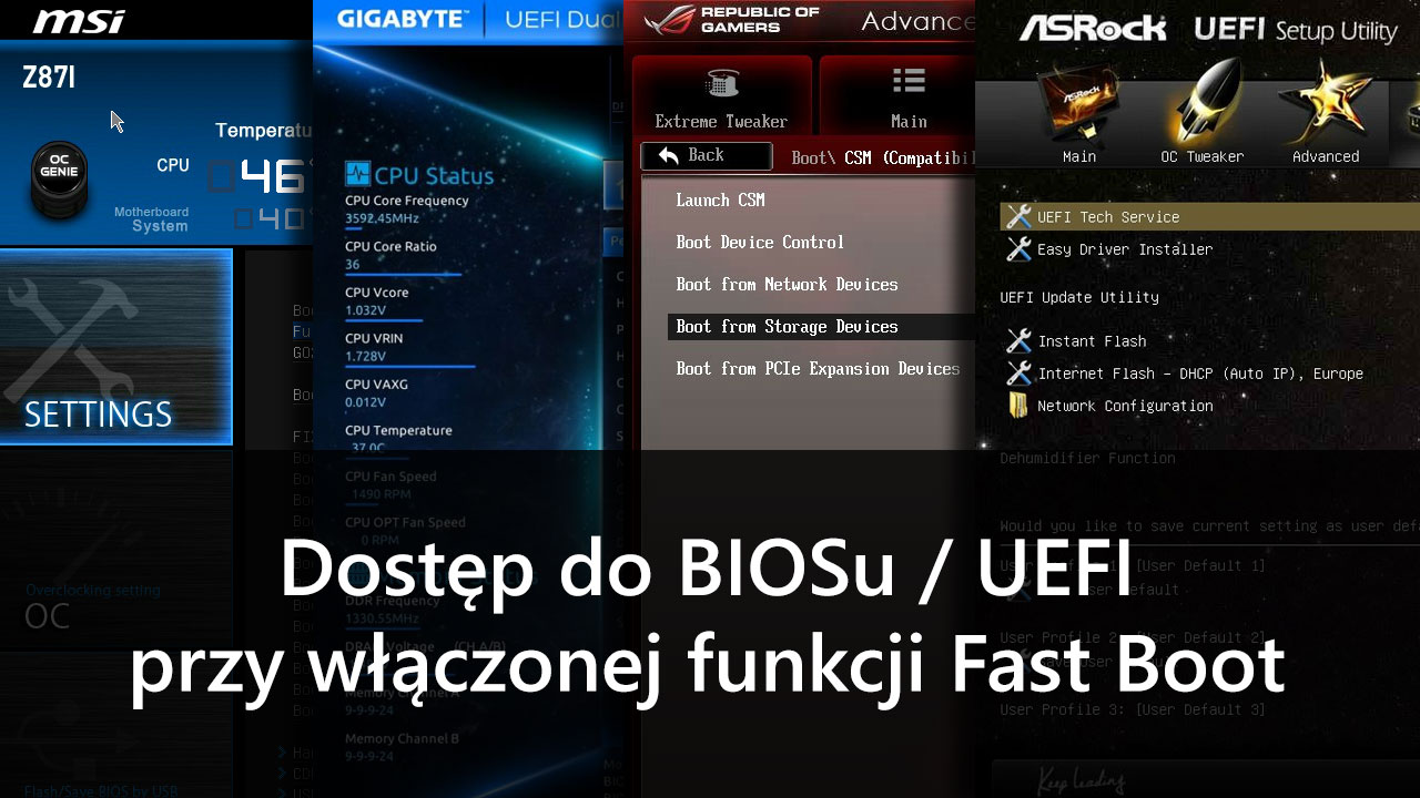 Jak wejść do BIOSu / UEFI przy włączonym Fast Boot