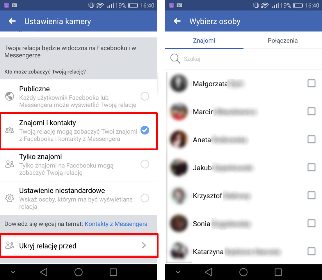 Ukrywanie relacji przed znajomymi na Facebooku