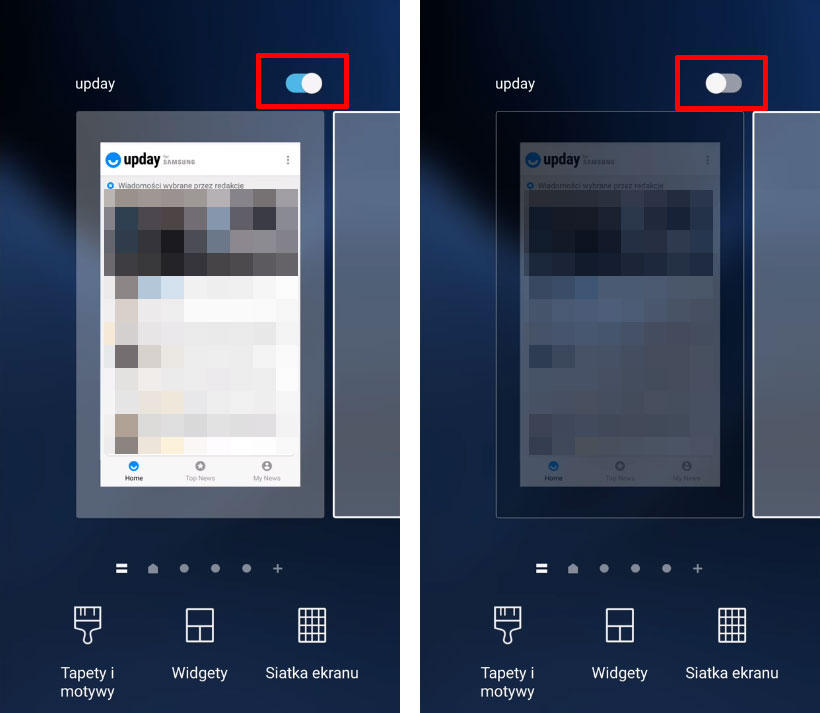 Wyłącz Upday na ekranie głównym
