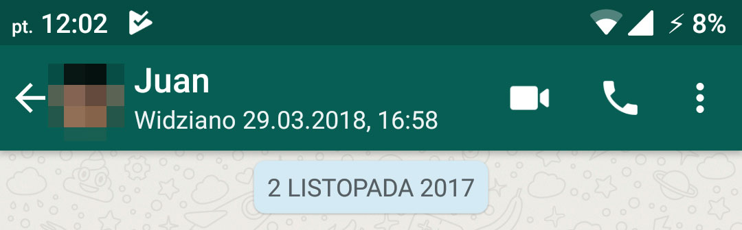 Status "Widziano" w Whatsapp