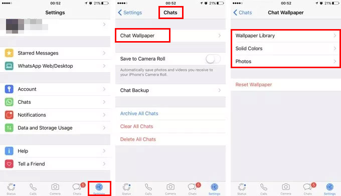 Whatsapp - zmiana tapety w iPhone