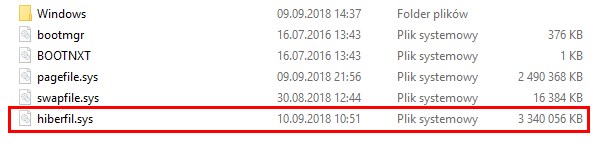 Zmniejszony plik hibernacji