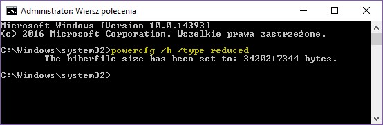 Wywołaj komendę powercfg /h /type reduced