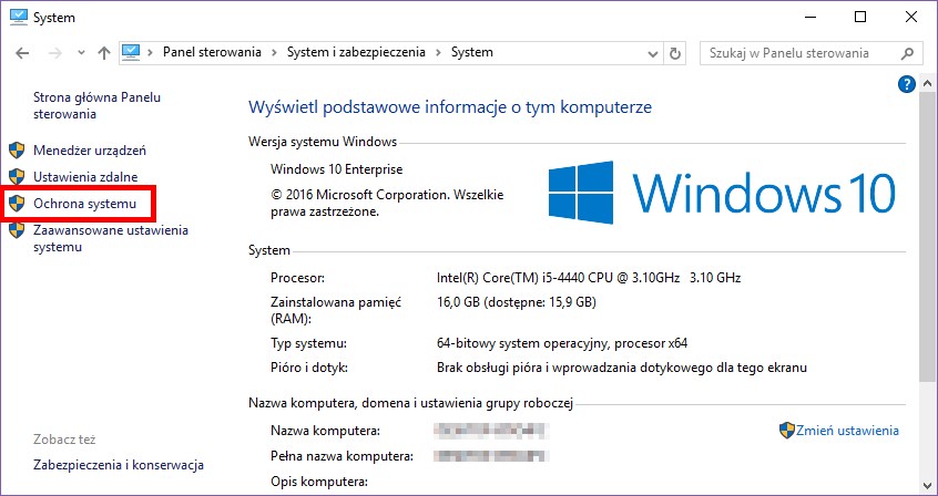 Podsumowanie systemu w Windows 10