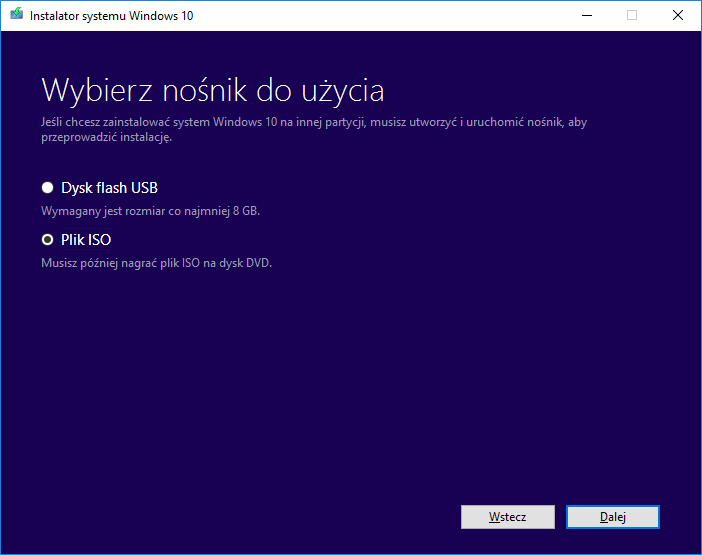 Tworzenie obrazu ISO z Windows 10 lub 8.1