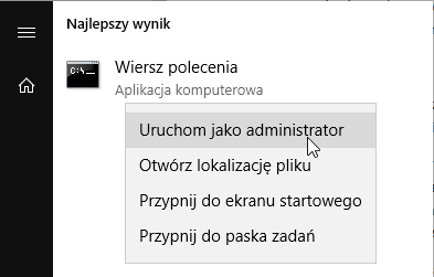 Uruchom Wiersz polecenia jako administrator