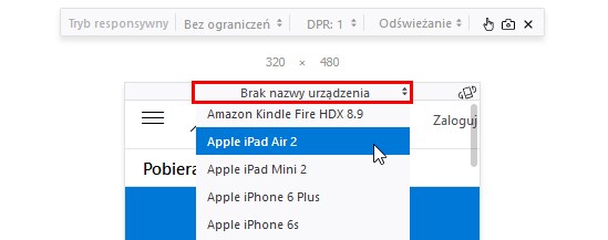 Wyświetl stronę w Firefox w podglądzie mobilnym