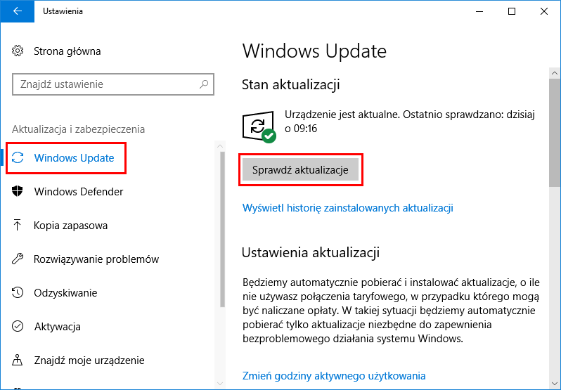 Samodzielne sprawdzanie dostępności aktualizacji w Windows 10