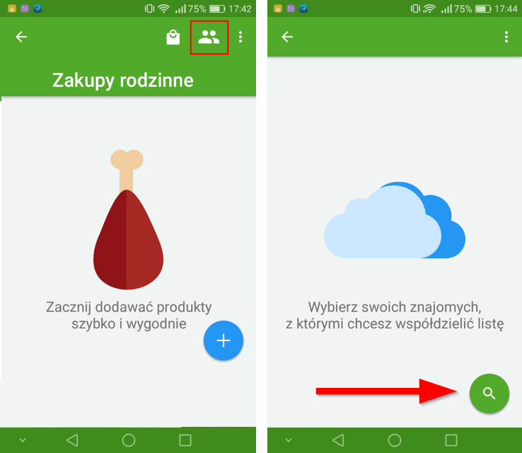 Dodaj znajomych lub rodzinę do listy zakupowej