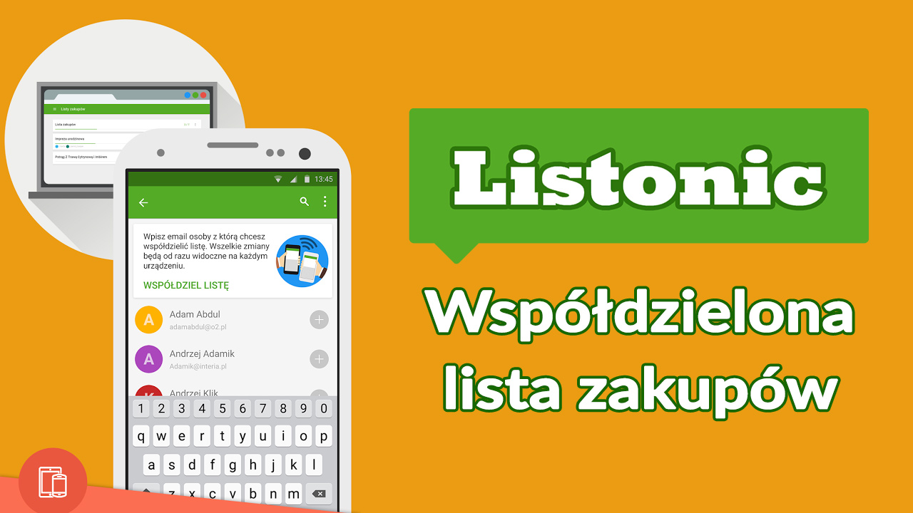 Współdzielenie listy zakupów - Android, iOS