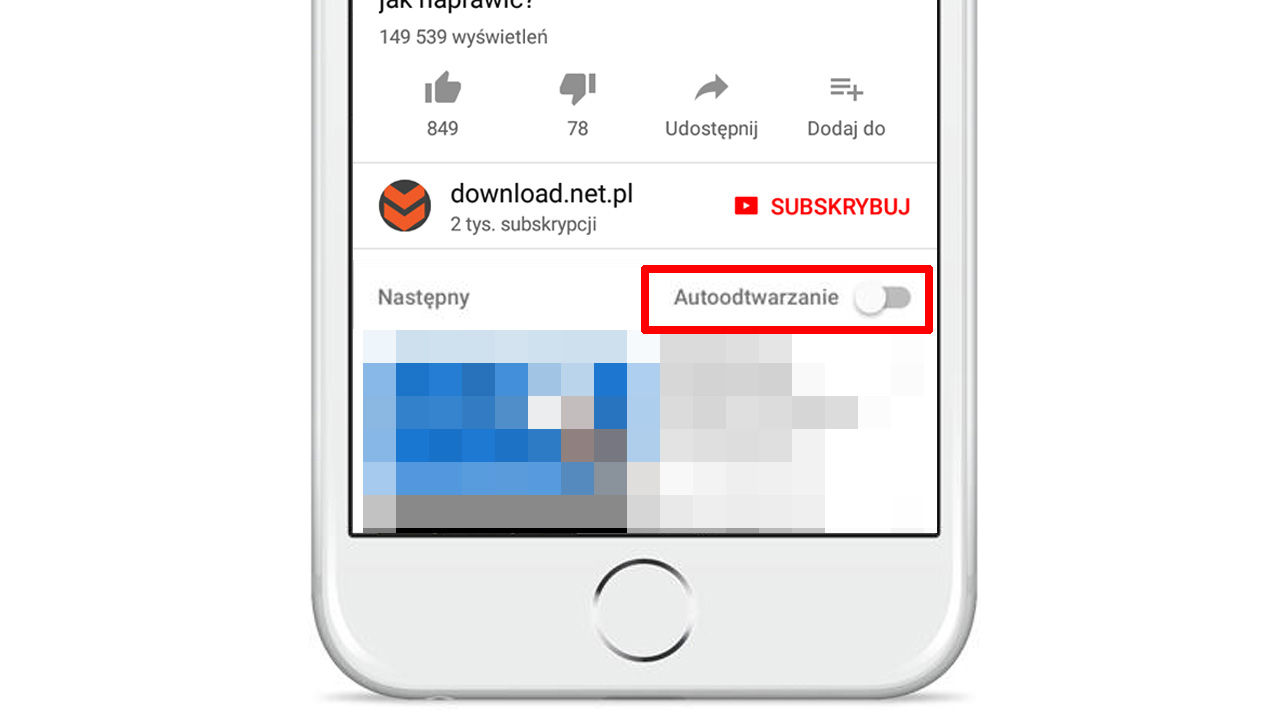 Wyłączanie autoodtwarzania na YouTube w iOS