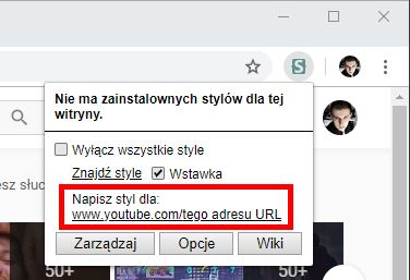 Wybierz opcję napisania stylu dla strony YouTube