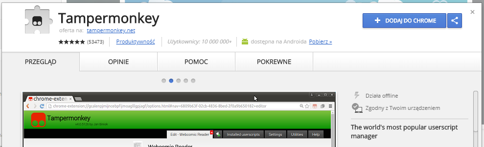 Tampermonkey - zainstaluj dodatek