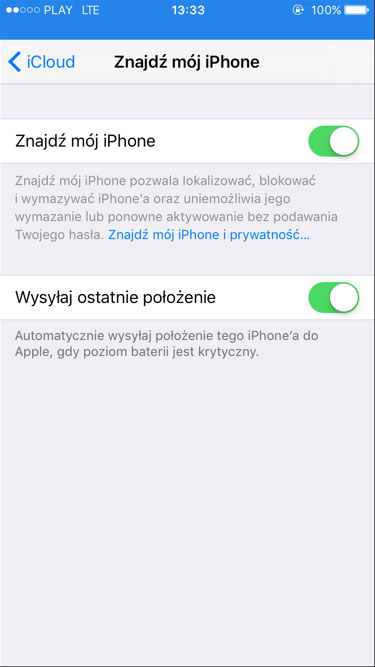 Włączanie funkcji Znajdź mój iPhone