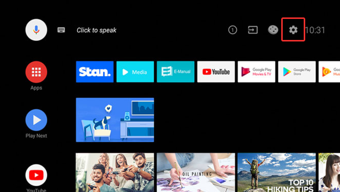 Wejdź do ustawień Android TV