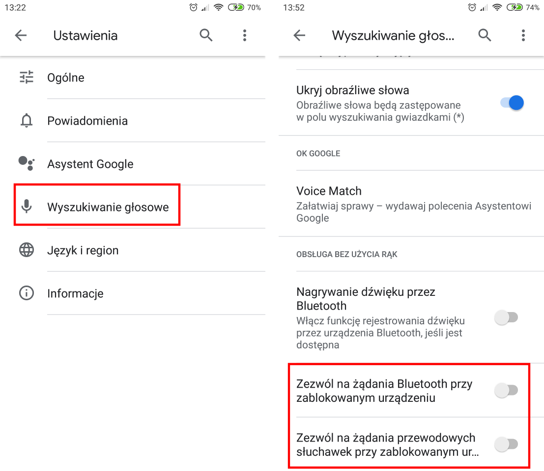 Wyłącz wywoływanie Asystenta słuchawkami przewodowymi i Bluetooth