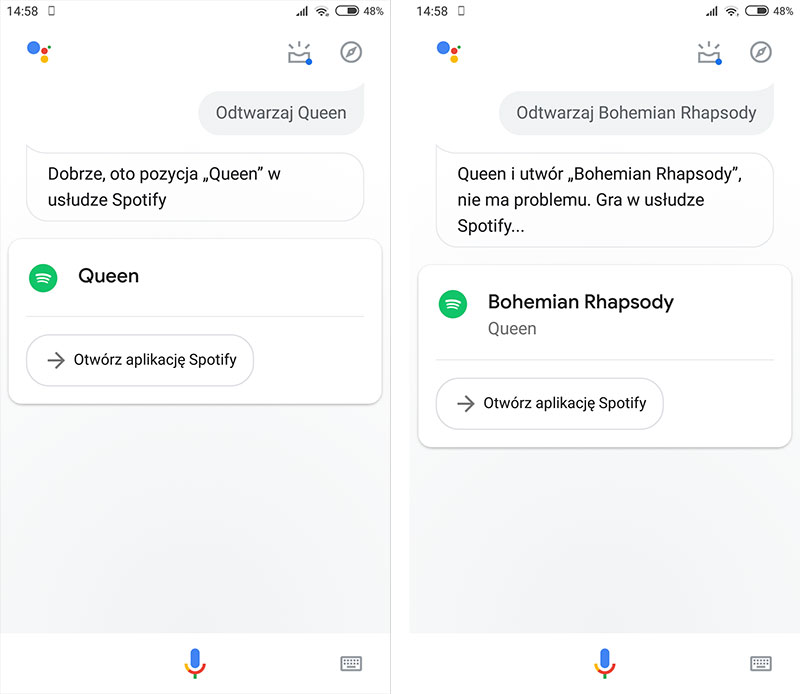 Odtwarzanie muzyki w Spotify przez Asystenta Google