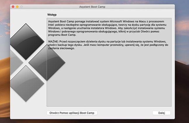 Włącz asystenta Boot Camp