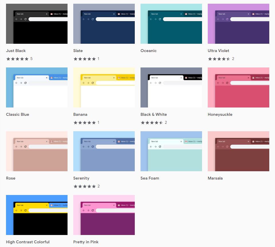 Chrome - nowe motywy