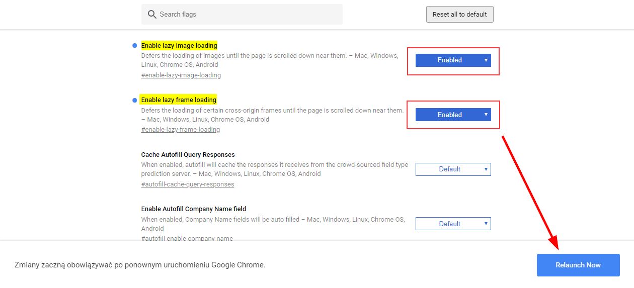 Włącz funkcję lazy loading w Chrome