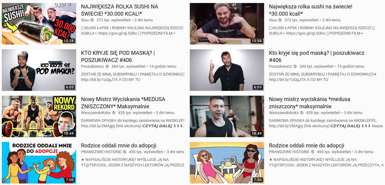 Porównanie filmów z Clickbait Remover