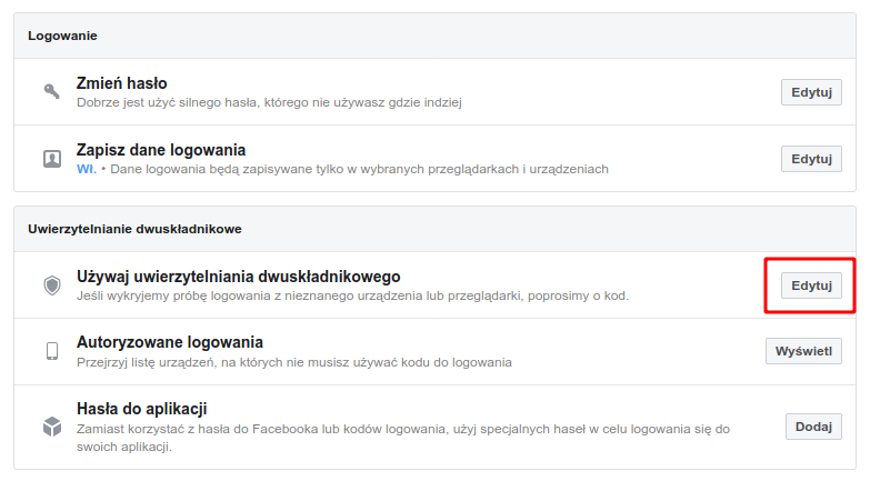 Wejdź do ustawień bezpieczeństwa na Facebooku