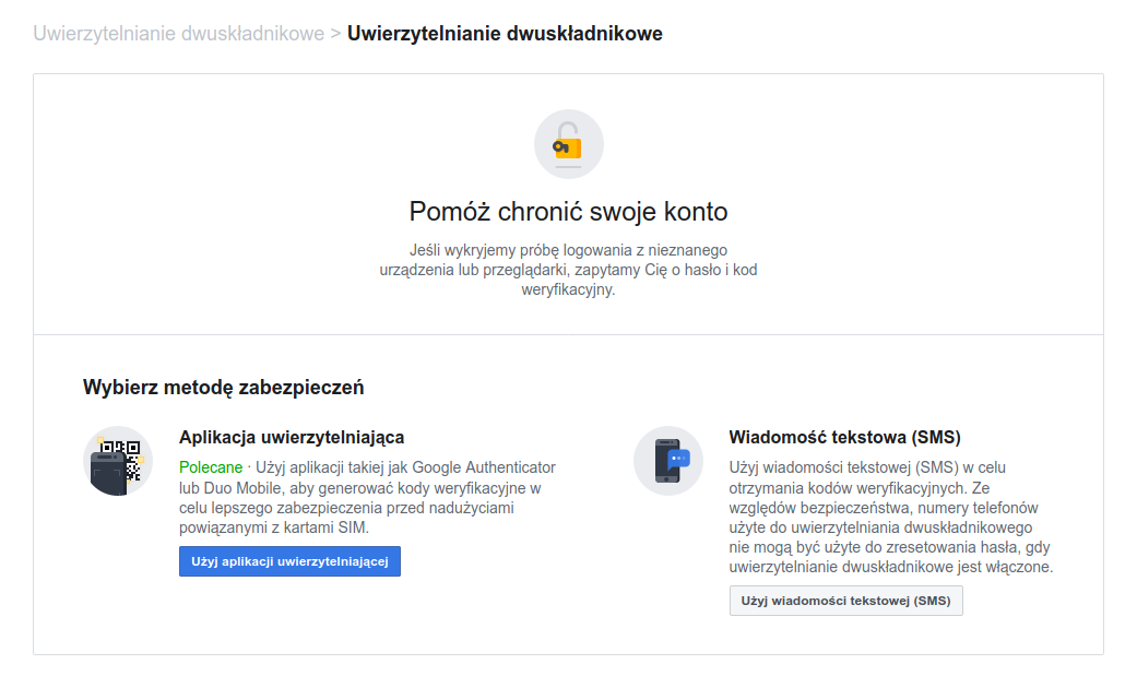 Wybierz sposób weryfikacji