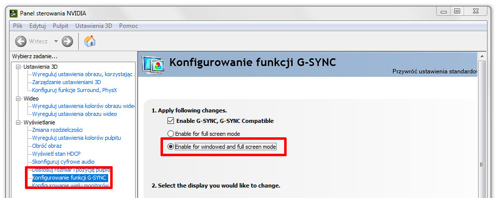 Włącz funkcję G-SYNC