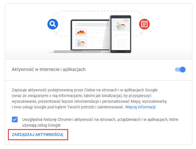 Zarządzaj wybranymi danymi w Google