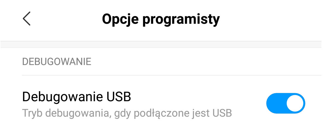 Włącz debugowanie USB