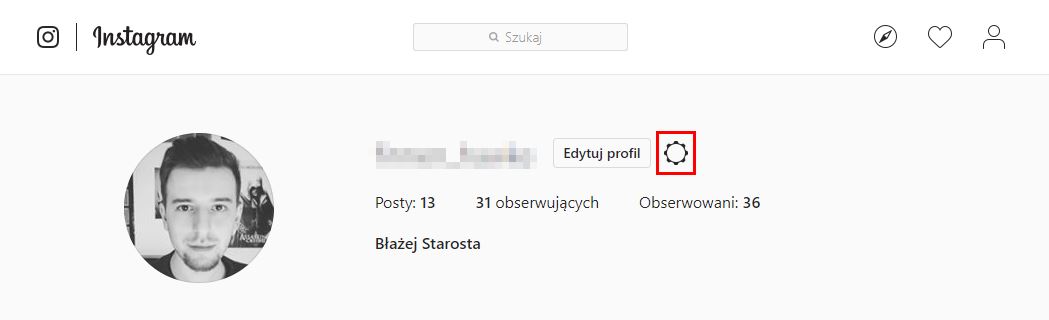 Wywołaj ustawienia konta Instagram