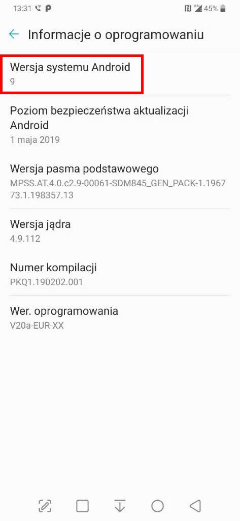 Uaktualnione urządzenie do Androida 9.0