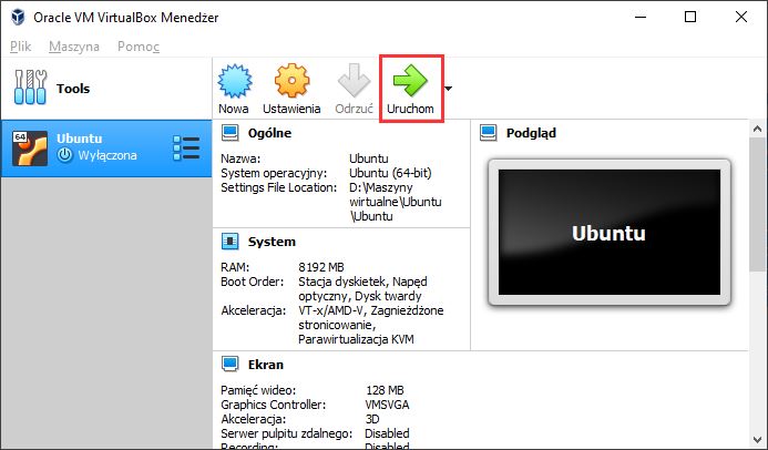 Uruchom maszynę wirtualną