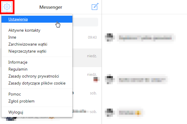 Wejdź do ustawień Messenger.com