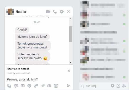 Wpisz odpowiedź na zacytowaną wiadomość na Facebooku