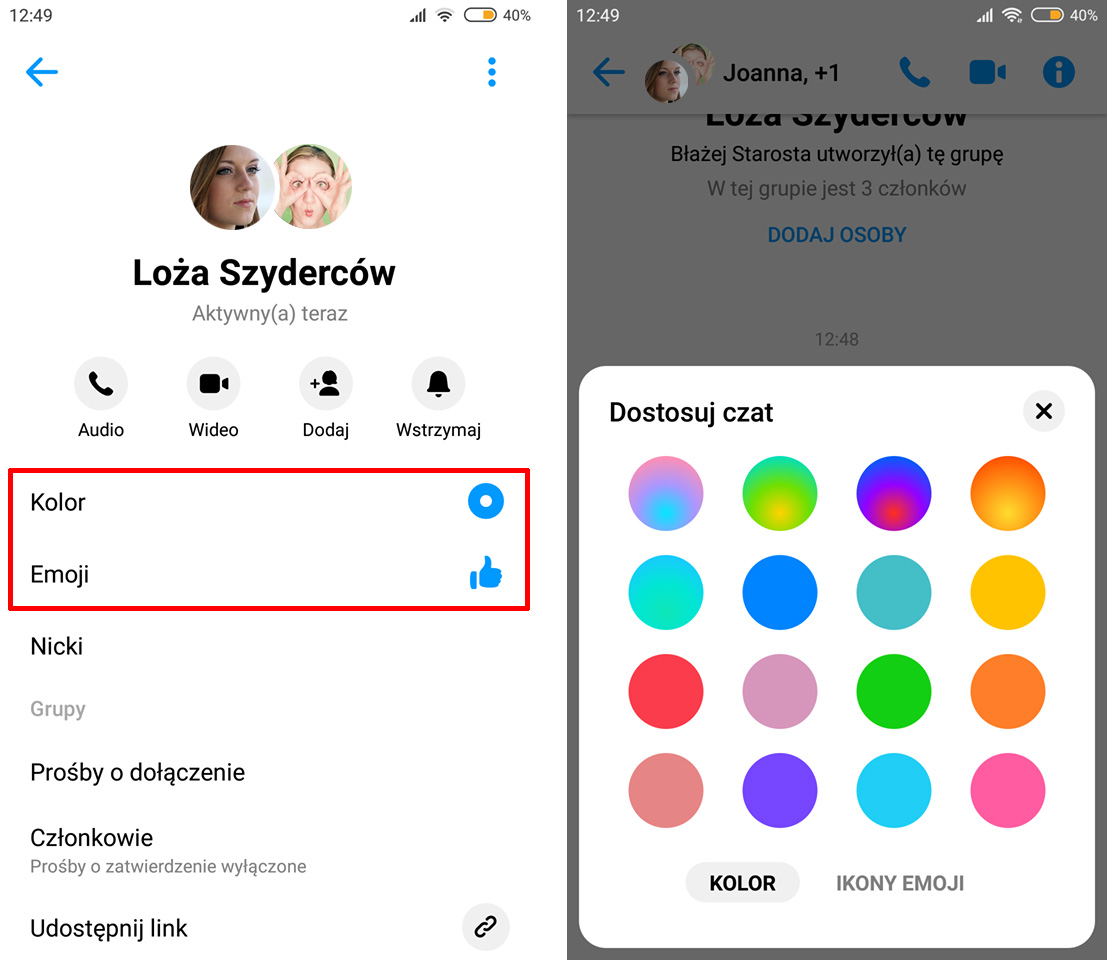 Jak Zrobic Grupe Na Messengerze I Ustawic Jej Nazwe Kolory I Emoji