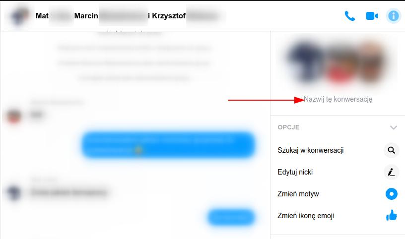 Edytuj nazwę grupy na stronie Messenger.com