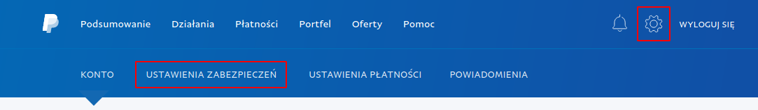 Wejdź do ustawień zabezpieczeń w PayPalu