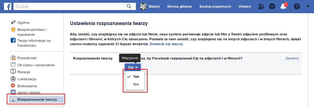 Wyłącz rozpoznawanie twarzy na Facebooku w przeglądarce