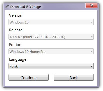 Wybierz wydanie, wersję, edycję i język systemu