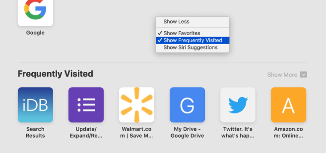 Wyłącz wyświetlanie ostatnio odwiedzonych stron w Safari na macOS