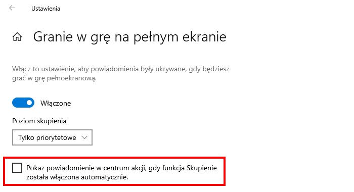 Wyłącz powiadomienia o włączeniu trybu skupienia