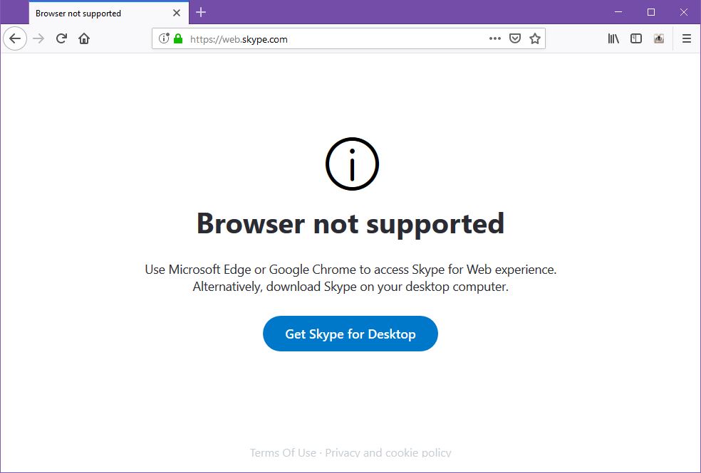 Błąd "Browser not Supported" w Skype