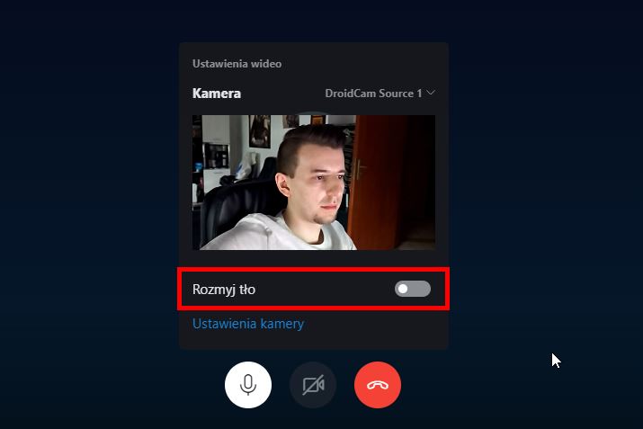 Włącz rozmycie tła na Skype