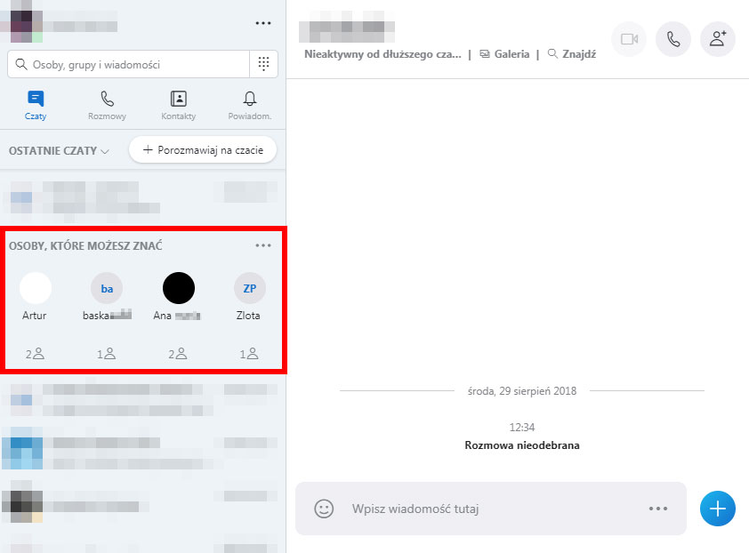 Skype - osoby, które możesz znać