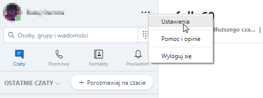 Wejdź do ustawień w Skype