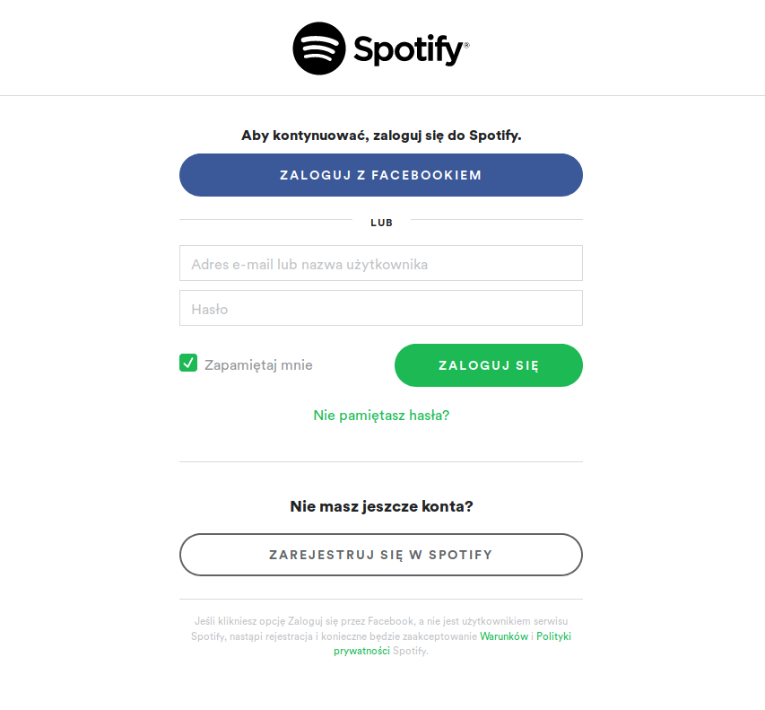 Zaloguj się lub zarejestruj w Spotify